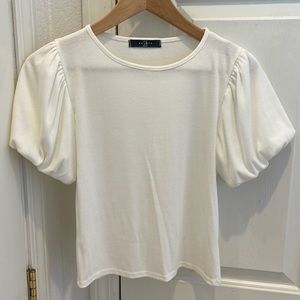 White top with billowy sleeves